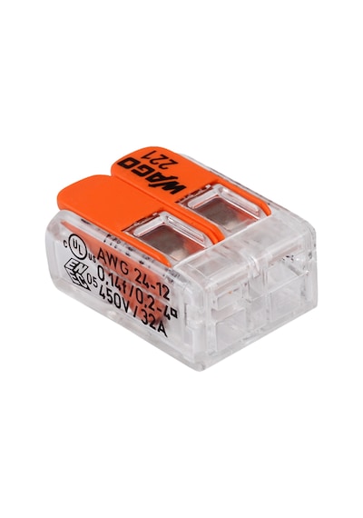 Wago 221-412 2'li Yaylı Tırnaklı Buat Klemensi 2 x (0.2-4 Mm)