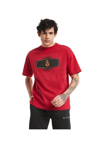 Beşiktaş Galatasaray Orijinal Lisanslı Uv Aslan Baskılı Gs Logo Kırmızı Erkek T-shirt KIrmızı