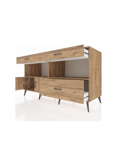Kronos Konsol 2 Raflı 3 Çekmeceli 2 Kapaklı 176x59x99 Çam-çam Çam-çam