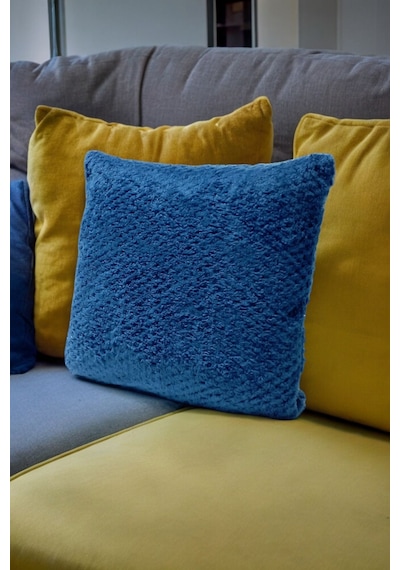 Bohem Dekoratif Yastık Kılıfı Kırlent Kılıfı 45x45 Cm Petrol Mavisi Otantik Desen