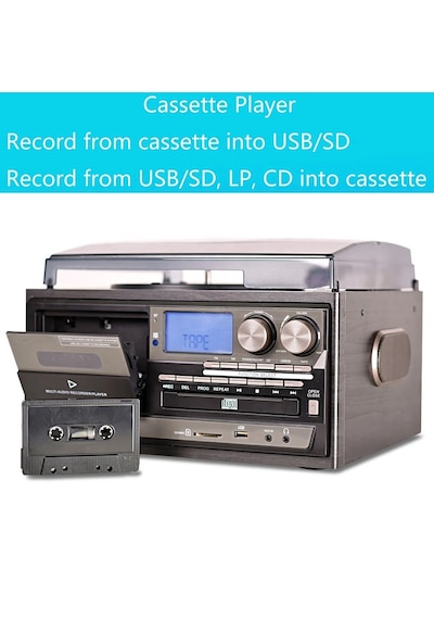 Ultratekno KN-110 Vintage Plak CD Kaset USB Bluetooth TF AUX  Özelikli Pikap