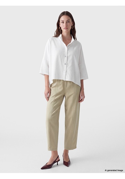 Lcw Modest Ekru Dik Yaka %100 Pamuklu Bluz
