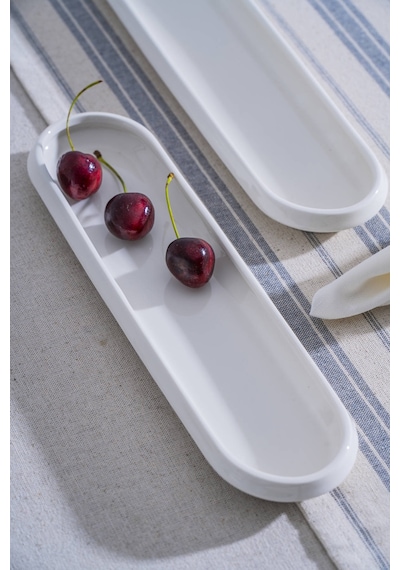 Acar Rumi Oval Kayık Tabak - 28 Cm Beyaz