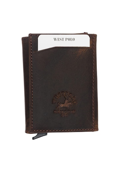 Westpolo Safari Unisex Bol Kartlık Bölmeli Crazy Eskitme Hakiki Deri Mekanizmalı Cüzdan - Kahverengi G6 Kahverengi