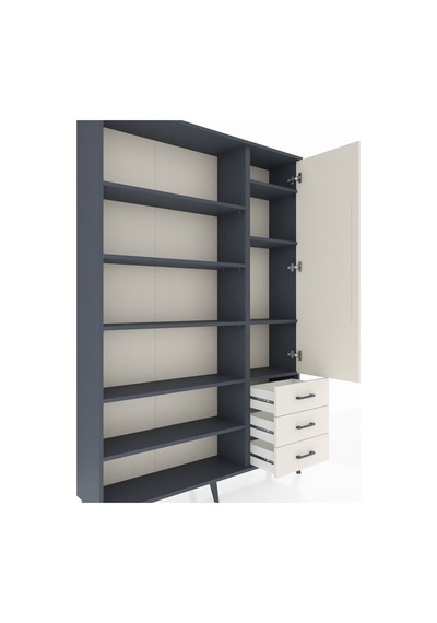 Arges Dolap 9 Raflı 3 Çekmeceli Tek Kapaklı 132x30x195 Antrasit-aytaşı/aytaşı Aytası/aytası Arges Dolap 9 Raflı 3 Çekmeceli Tek Kapaklı 132x30x195 Antrasit-aytaşı/aytaşı Aytası/aytası