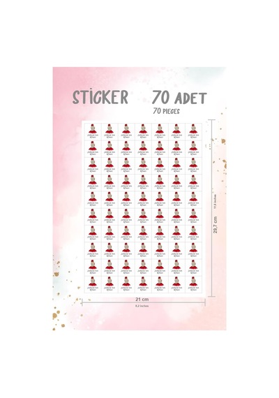 Kişiye Özel Kına Gelin Hamamı Süs Etiketi Beyaz Sticker 70 Adet