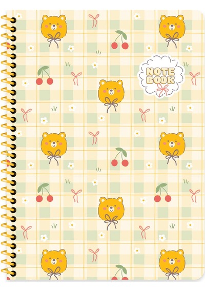 Keskin 16.5 X 22.5 Kareli Karton Kapak Kawaii Defter - Ayıcık Sarı