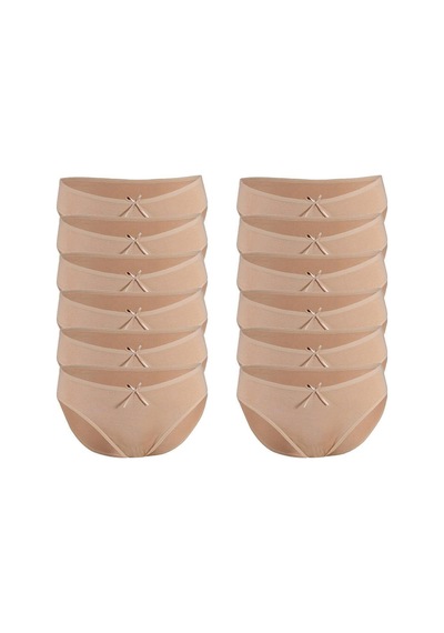 Özten Kadın 12'li Paket Bambu Bikini Külot Ten