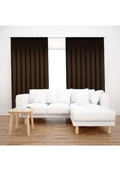 Premier Home Saten Fon Perde 140x260 Kahve Kahverengi