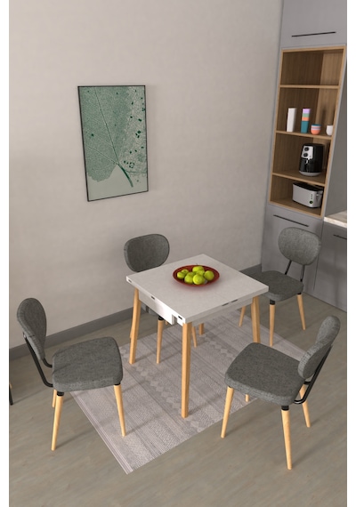 Vilinze Deniz Sandalye Avanos Ahşap Mdf Kanatlı Mutfak Masası Takımı - 70x70+70 Cm Gri Vilinze Deniz Sandalye Avanos Ahşap Mdf Kanatlı Mutfak Masası Takımı - 70x70+70 Cm Gri