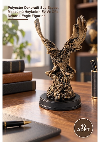 10 Adet Kartal Figürü Polyester Dekoratif Süs Eşyası, Masaüstü Heykelcik Ev Ve Ofis Dekoru, Eagle Figurine