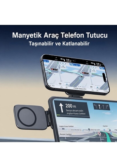 Covarzone Manyetik Araç İçi Telefon Tutucu Katlanabilir Telefon Standı Magsafe Uyumlu Çift Taraflı Manyetik Yapı