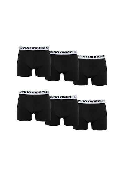 Boun Marche Erkek Boxer Likralı Premıum 6'lı Kutu Rodi Siyah Beyaz