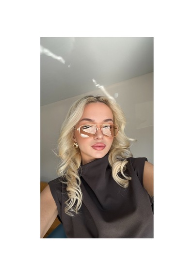 Nude Çerçeve Nude Cam Dikdörtgen Kadın Güneş Gözlüğü Siyah