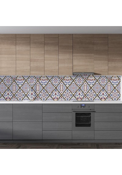 Mutfak Tezgah Arası Folyo Fayans Kaplama Folyosu Ottoman Motif