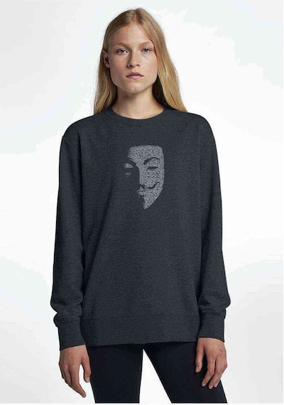 V For Vendetta Baskılı Füme Antrasit Kadın Sweatshirt (528409827)