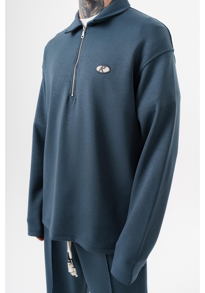 Respire Erkek Yarım Fermuarlı Modal Sweatshirt Petrol