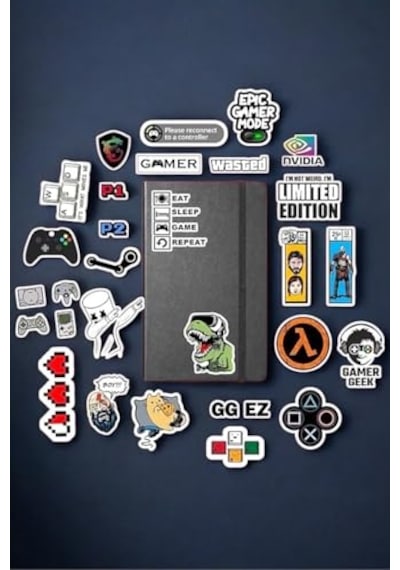 Gamer Gaming Oyuncu Sticker Paketi/bullet Journal Defter Çıkartma Ajanda Laptop Etiket, 986746153465416 Abanoz