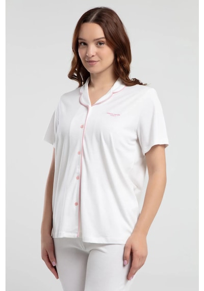 Pierre Cardin 7715 Kısa Kol Düğmeli Kadın Pijama Takımı Krem