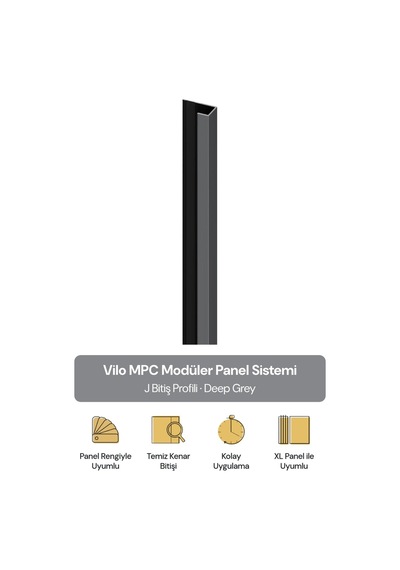 Vilo Mpc J Bitiş Profili Deep Grey 300cm Xl Duvar Paneli Kenar Ve Dış Köşe Bitişi