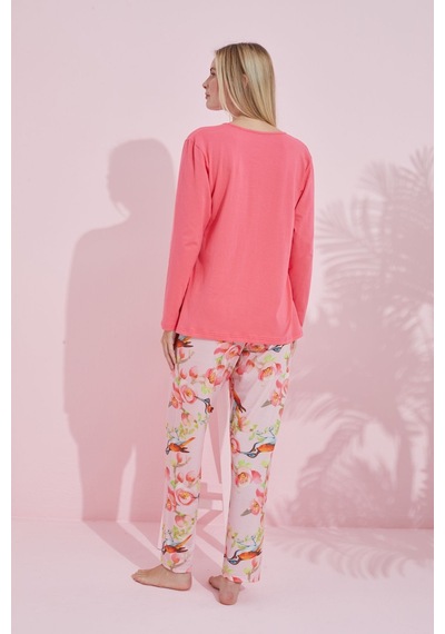 Siyah İnci Pamuklu Örme Pijama Takım 24240168 Narçiçeği