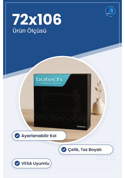 Hareketli Tv Ası Aparatı Ayarlanabilir Duvar Montaj Çelik Toz Boy