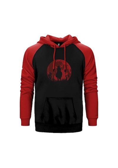 Red Dead Redemption 2 Red Moon Kırmızı Renk Reglan Kol Kapşonlu Sweatshirt Kırmızı