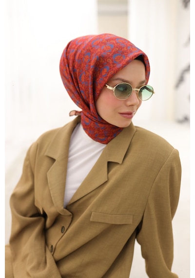 Silk Home Soft Eşarp 73077-17 Gül Kurusu, Gök Mavi, Yeşil