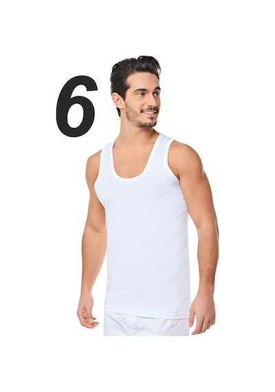 Seher 6 Lı Penye Klasik Erkek Askılı Atlet Beyaz