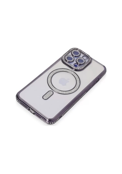 Newface Apple İphone 15 Pro Kılıf Joke Simli Magneticsafe Kılıf - Derin Mor