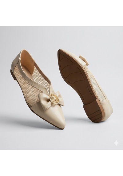 Kindep Shoes Papyon Detaylı Günlük Kadın Babet Ten