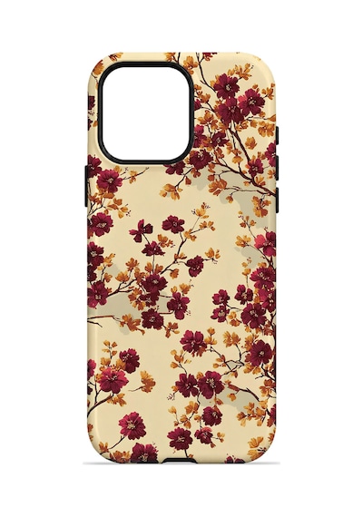 Velvoria Valestra Bordo Kır Çiçeği Apple iPhone Uyumlu 15 Pro Darbe Korumalı Kılıf Valestra Select - Bordo Kır Çiçeği