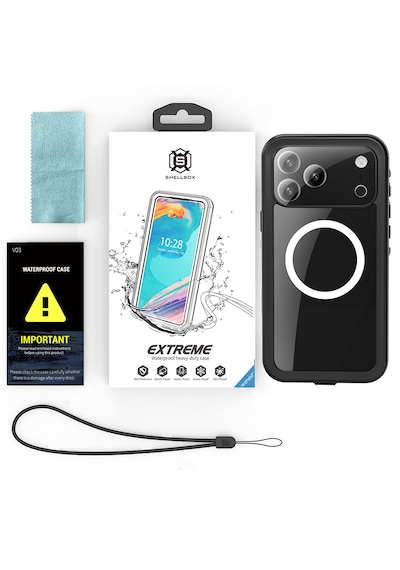 Apple Uyumlu iPhone 17 Pro Max Kılıf 360 Ön Ve Arka Koruyucu Su Geçirmez 1-1 Silikon Pc+tpu Zırhlı Kapak Siyah