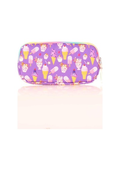 Kaukko Kids 3 Bölmeli Kalem Çantası Simli-nakışlı Ice Cream Lila L8141