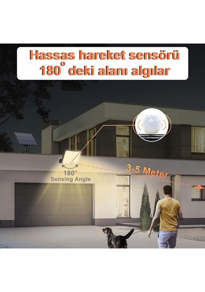 Greentech Güneş Enerjili, Hareket Sensörlü, 228 Boncuk Led Aydınlatma/gt-sl33