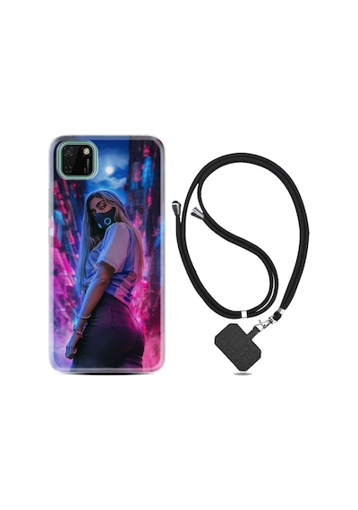 Huawei Y5P Kılıf Boyun Askılı Mask Girl 1659