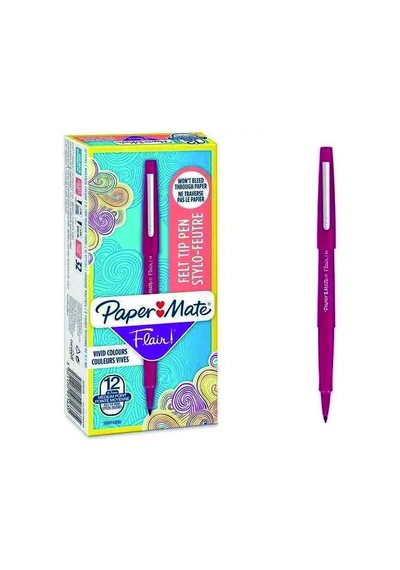 Paper Mate Flair Fiber Uç Kalem - Pembe 12adet Çok Renkli