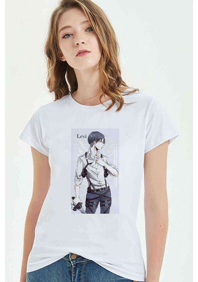 Anime Attack On Titan Baskılı Beyaz Kadın Tshirt (534309183)