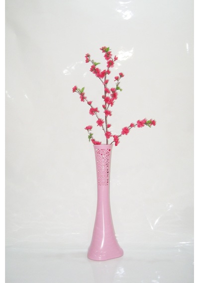 60 Cm Desenli Pembe Vazo Fuşya Bahar Dalı