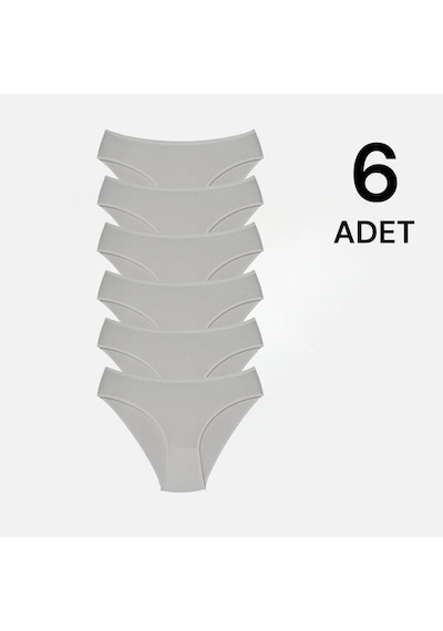 Erdenay Tekstil Penye Licralı Kadın Bikini Külot 6'lı - Beyaz Beyaz