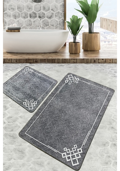 Olita Banyo Halısı Djt 2 Li Set Banyo Halısı Paspas Yıkanabilir Kaymaz Çok Renkli