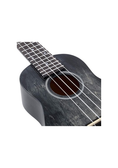 Eskitme Masif Gül Klavyeli Siyah Soprano Ukulele