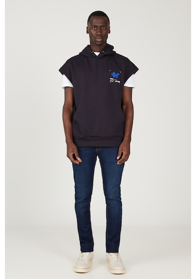 AC&Co / Altınyıldız Classics Erkek Lacivert Loose Fit Kapüşonlu Kısa Kollu Pamuklu Sweatshirt Lacivert AC&Co / Altınyıldız Classics Erkek Lacivert Loose Fit Kapüşonlu Kısa Kollu Pamuklu Sweatshirt Lacivert