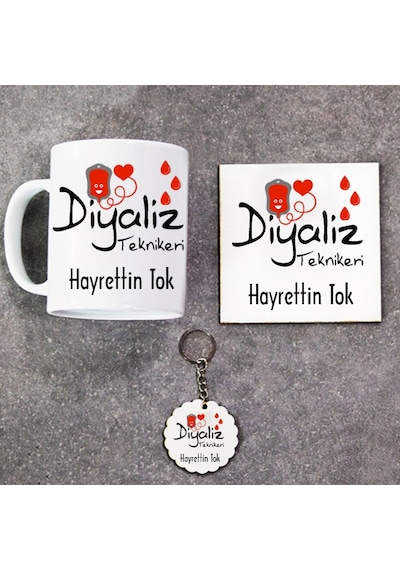 Diyaliz Teknikeri Hediye Seti Kupa Bardak+Altlık+Anahtarlık
