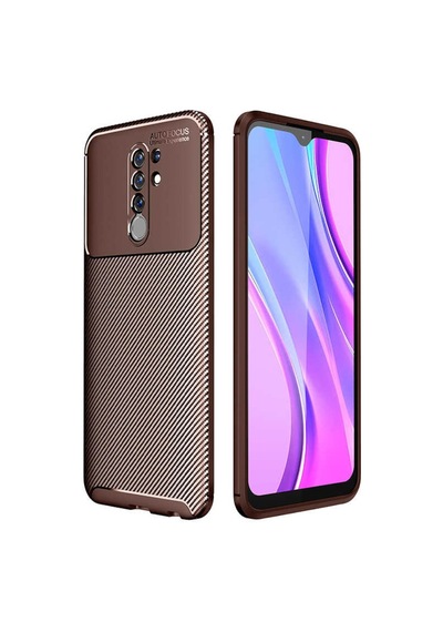 Xiaomi Redmi 9 Kılıf Zore Negro Silikon Kapak-Kahverengi