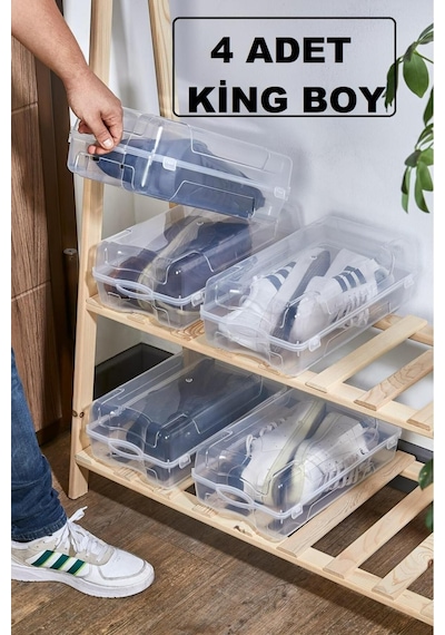 4 Adet Erkek Ayakkabı Saklama Kutusu Büyük Boy Bagaj Ve Tatil Ayakkabı Ayakkabılık Düzenleyici Plast Diğer