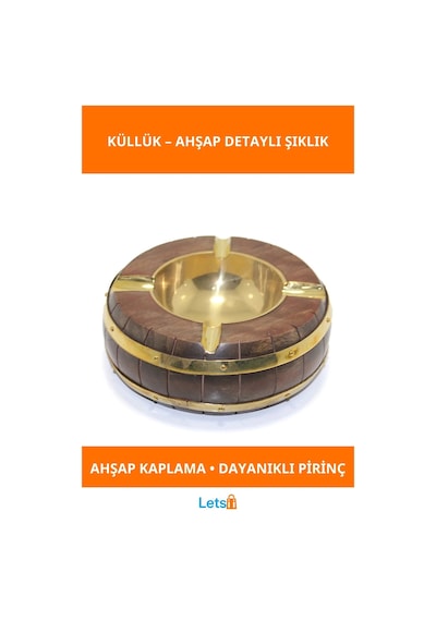 Ahşap Pirinç Küllük Vintage Tasarım Pratik Kullanım