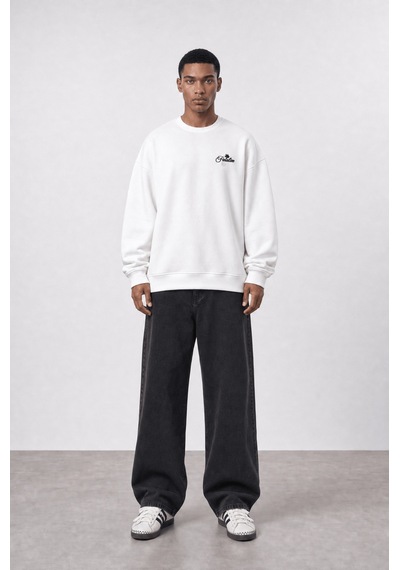 Respire Erkek Finalize Patch Detaylı Oversize Sweatshirt Ekru