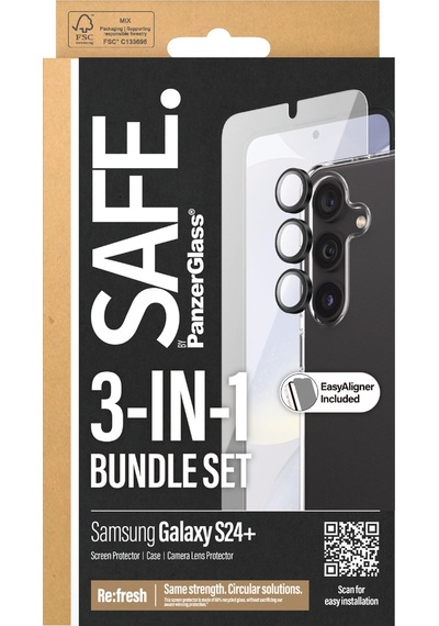 Safe. By Panzerglass Samsung Galaxy Uyumlu S24+ 3'lü Çerçeve Aparatlı Telefon Koruma Set
