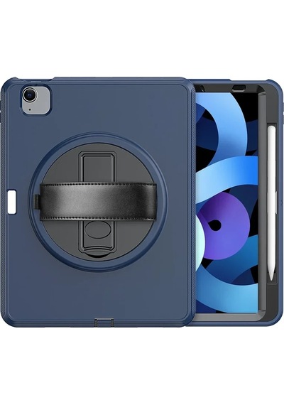 Apple Uyumlu,  iPad 2022 10.9 10.nesil Kılıf Hand Strap Tablet Kılıfı - Lacivert